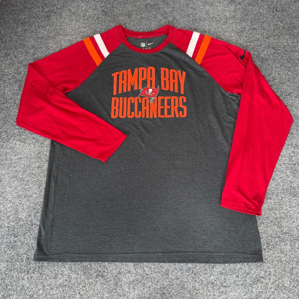 Nike NFL Tampa Bay Buccaneers Mens XXL Long Sleeve Raglan Tri-Blend Shirt Gray
